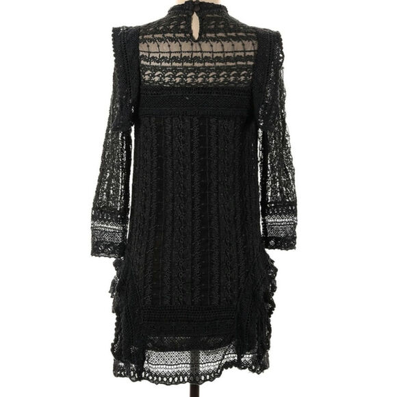 Free People Victor Victorian Round Mock Bib Black XS Goth Lace Dress - Picture 4 of 7